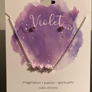 Violet cubic zirconia earrings and necklace set